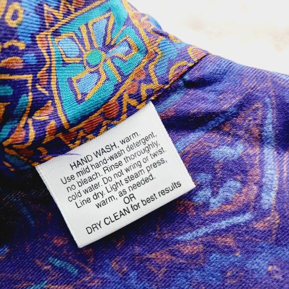 Pendleton Blouse Size 8 Blue Gold Paisley Boho Luxe Art Teacher Witchy Office - Picture 16 of 16